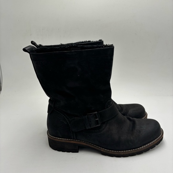 Ecco Women’s 40 Black Leather Pull On Elaine Outdoor Mid Calf Boots - Picture 2 of 7